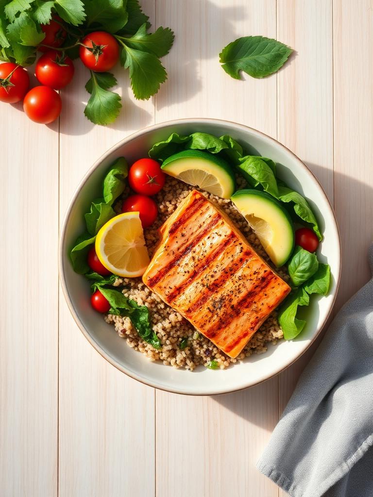 Salmon quinoa bowl