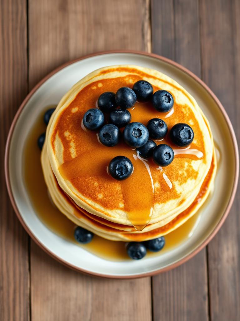 Stack of pancakes with blueberries being scanned